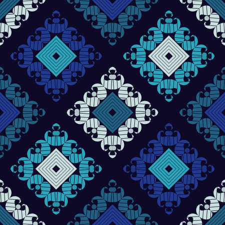 Paisley ornament. Seamless background. Design with manual hatching. Ikat. Vector illustration for web design or print.のイラスト素材