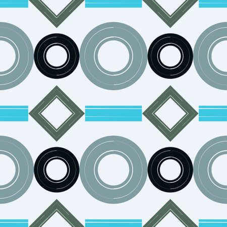 Mosaic with geometric shapes. Seamless pattern. Design with manual hatching. Textile. Ethnic boho...