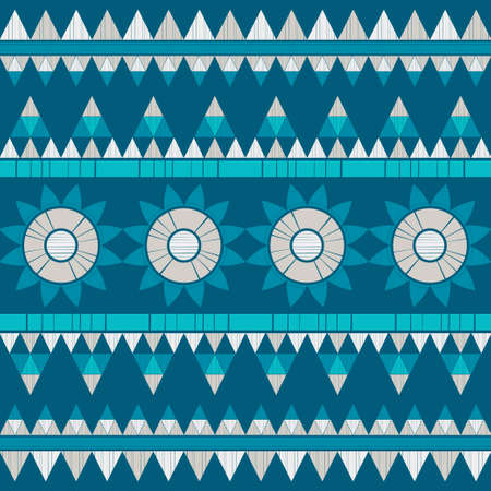 Aztec elements. Seamless pattern. Design with manual hatching. Textile. Ethnic boho ornament. Vector illustration for web design or print.のイラスト素材