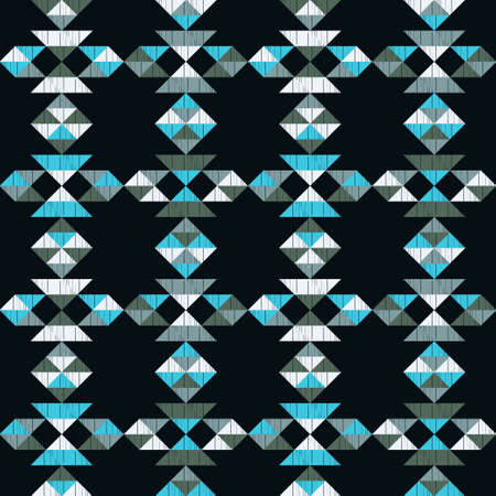 Aztec elements. Seamless pattern. Design with manual hatching. Textile. Ethnic boho ornament. Vector...