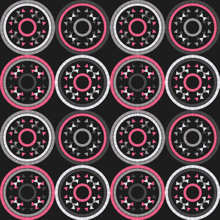 Aztec elements. Seamless pattern. Design with manual hatching. Textile. Ethnic boho ornament. Vector illustration for web design or print.のイラスト素材