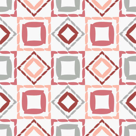 Mosaic with geometric shapes. Seamless pattern. Design with manual hatching. Textile. Ethnic boho ornament. Vector illustration for web design or print.のイラスト素材