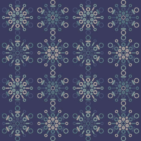 Christmas decorative snowflakes. Norwegian design. Geometrical figure. Seamless background. Boho style. Vector illustration for web design or print.のイラスト素材