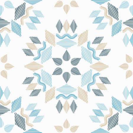 Christmas decorative snowflakes. Norwegian design. Geometrical figure. Seamless background. Boho...