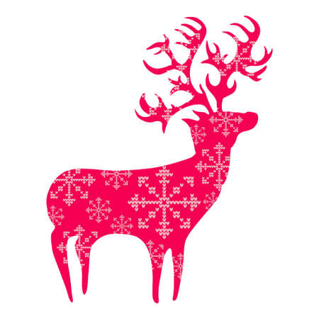 Christmas reindeer with painted snowflakes. Happy holiday! Vector illustration for web design or print.のイラスト素材