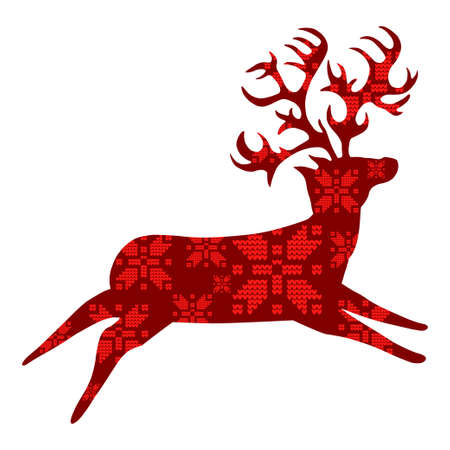 Christmas reindeer with painted snowflakes. Happy holiday! Vector illustration for web design or print.のイラスト素材