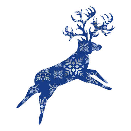 Christmas reindeer with painted snowflakes. Happy holiday! Vector illustration for web design or print.のイラスト素材