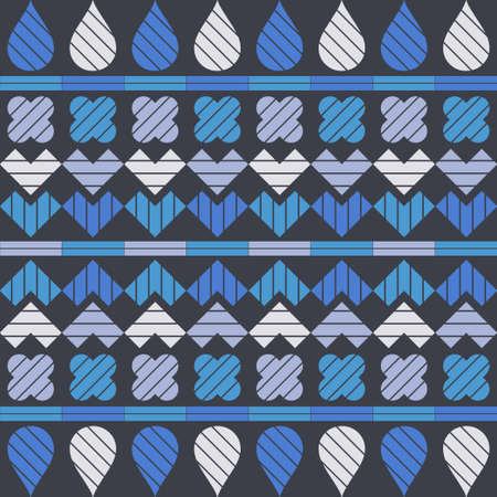 Mosaic with geometric shapes. Seamless pattern. Design with manual hatching. Textile. Ethnic boho...