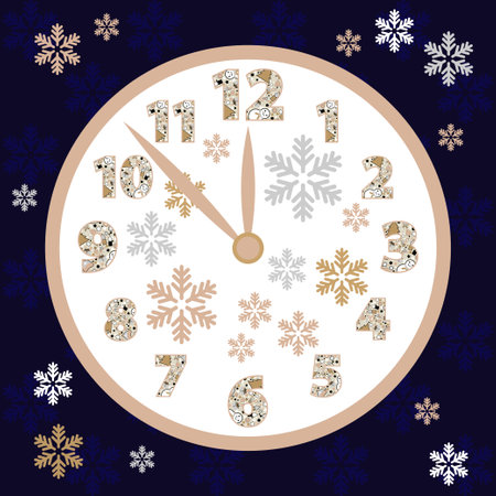 The decoration of the Christmas toys. Winter holiday. Gold, silver and black colors. Vector illustration for web design or print.のイラスト素材