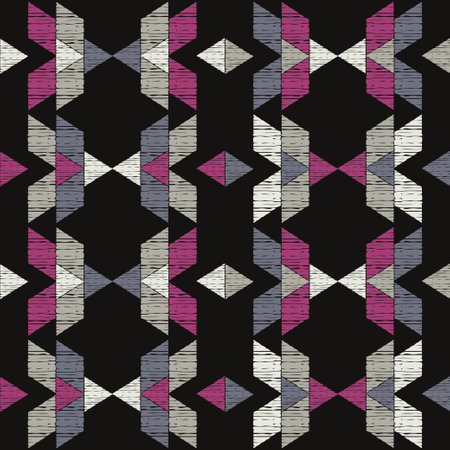 Aztec elements. Seamless pattern. Design with manual hatching. Textile. Ethnic boho ornament. Vector...