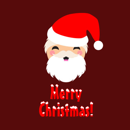 Emotions of a cheerful Santa Claus. Cartoon face on a dark red background. Merry Christmas and Happy New Year! Vector illustration for web design or print.のイラスト素材