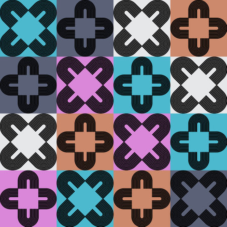 Abstract sacred geometry. Shapes made of lines. Seamless pattern. Ethnic boho ornament. Vector illustration for web design or print.のイラスト素材