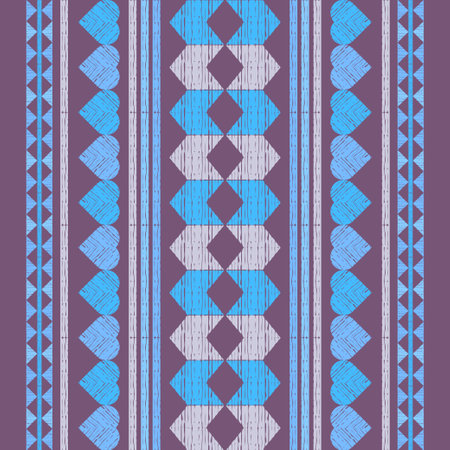 Mexican plaid. Seamless pattern. Design with manual hatching. Textile. Ethnic boho ornament. Vector illustration for web design or print.のイラスト素材
