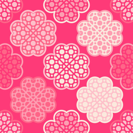 Seamless background with decorative hearts. Valentine's Day. Geometric pattern. Greeting card. Vector illustration for web design or print.のイラスト素材