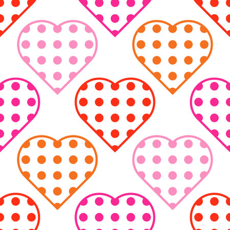 Seamless background with decorative hearts. Valentine's Day. Geometric pattern. Greeting card. Vector illustration for web design or print.のイラスト素材