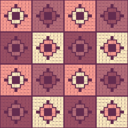 Navajo mosaic rug with traditional folk geometric pattern. Native American Indian blanket. Aztec elements. Seamless background. Vector illustration for web design or print.のイラスト素材