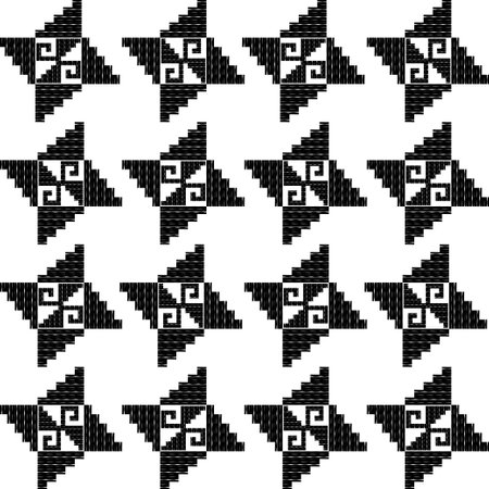 Navajo mosaic rug with traditional folk geometric pattern. Native American Indian blanket. Aztec elements. Seamless background. Vector illustration for web design or print.のイラスト素材