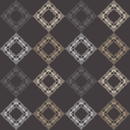 Mosaic with geometric shapes. Seamless pattern. Design with manual hatching. Textile. Ethnic boho...