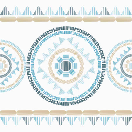 Mosaic with geometric shapes. Seamless pattern. Design with manual hatching. Textile. Ethnic boho ornament. Vector illustration for web design or print.のイラスト素材