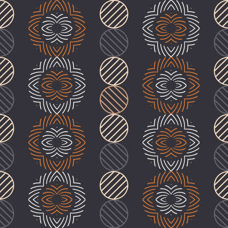 Polka dots seamless pattern. Mosaic of ethnic figures. Patterned texture. Geometric background....