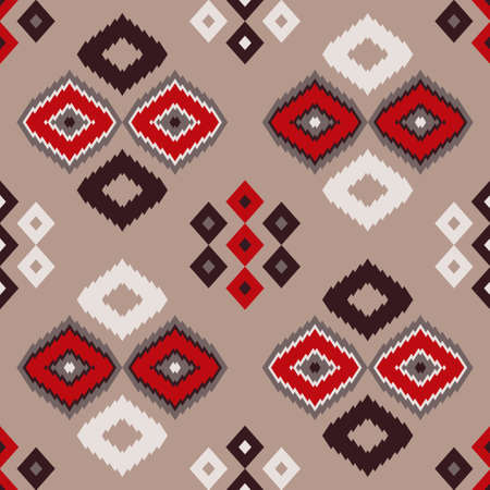 Navajo mosaic rug with traditional folk geometric pattern. Native American Indian blanket. Aztec elements. Seamless background. Vector illustration for web design or print.のイラスト素材