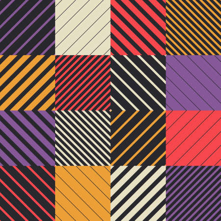 A simple banner with a decorative geometric pattern. Memphis. Square modules. The color composition. Seamless background. Vector illustration for web design or print.のイラスト素材