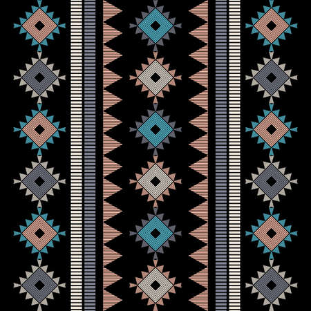 Stripes. Mexican plaid. Seamless pattern. Design with manual hatching. Textile. Ethnic boho...