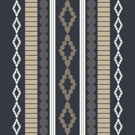 Striped rhombus. Mosaic with geometric shapes.  Design with manual hatching. Textile. Ethnic boho ornament. Vector illustration for web design or print.のイラスト素材