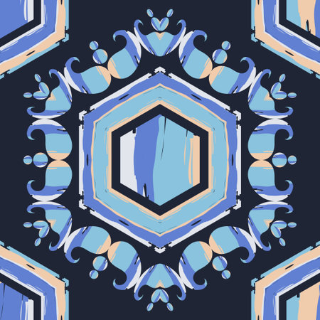 Pen and ink drawing. Paisley ornament. Seamless background. Design with manual hatching. Ikat. Vector illustration for web design or print.のイラスト素材