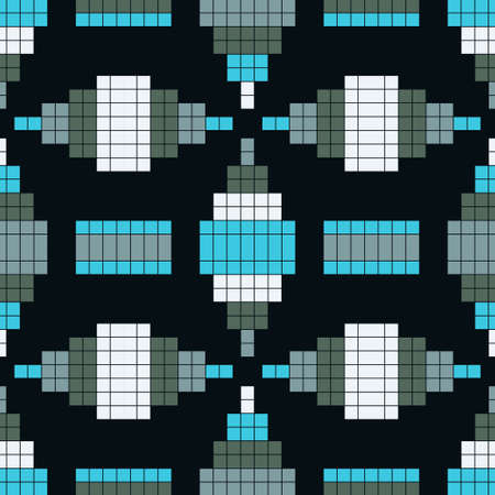 Ethnic figures from squares. Mosaic with geometric shapes. Seamless pattern. Textile. Ethnic boho...