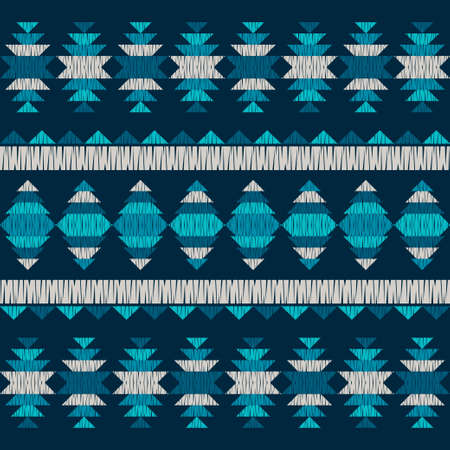 Navajo mosaic rug with traditional folk geometric pattern. Native American Indian blanket. Aztec elements. Mayan ornament. Seamless background. Vector illustration for web design or print.のイラスト素材