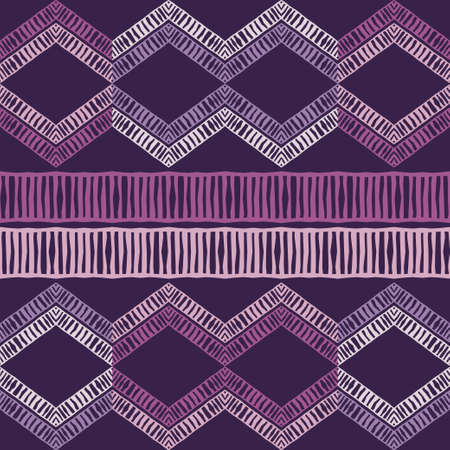 Mosaic with geometric shapes. Seamless pattern. Design with manual hatching. Textile. Ethnic boho ornament. Vector illustration for web design or print.のイラスト素材