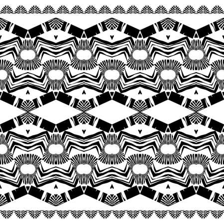 Mosaic with geometric shapes. Seamless pattern. Design with manual hatching. Textile. Ethnic boho ornament. Vector illustration for web design or print.のイラスト素材