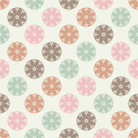 Mosaic with geometric shapes. Seamless pattern. Design with manual hatching. Textile. Ethnic boho ornament. Vector illustration for web design or print.のイラスト素材