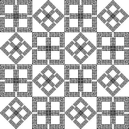 Mosaic with geometric shapes. Seamless pattern. Design with manual hatching. Textile. Ethnic boho ornament. Vector illustration for web design or print.のイラスト素材