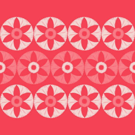 Mosaic of decorative spring flowers. Seamless pattern. Merry garden. Fresh design for posters, flyers, greeting card, invitation. Vector illustration for web design or print.のイラスト素材