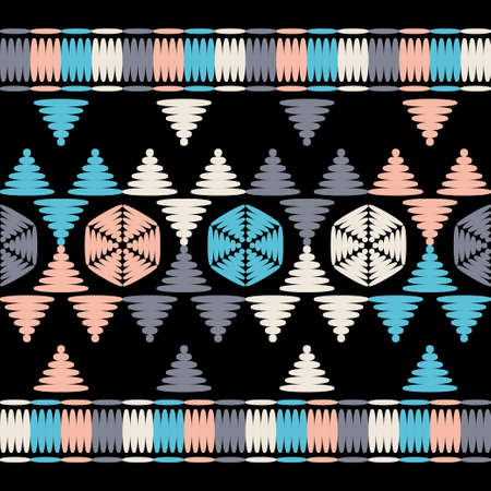 Geometric shapes from points. Digital ornament. Halftone. Seamless pattern. Vector illustration for web design or print.のイラスト素材