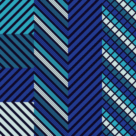 Geometric shapes made of stripes. Simple design in geometric composition. Seamless pattern. Vector...