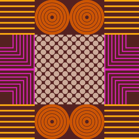 A simple banner with a decorative geometric pattern. Memphis. Square modules. The color composition. Seamless background. Vector illustration for web design or print.のイラスト素材