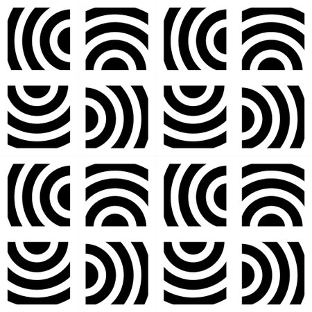 Memphis. A banner with a decorative geometric pattern. Square modules. Seamless background. Vector illustration for web design or print.のイラスト素材