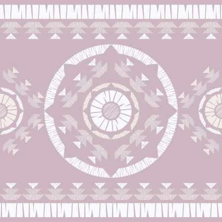 Mosaic with geometric shapes. Seamless pattern. Design with manual hatching. Textile. Ethnic boho ornament. Vector illustration for web design or print.のイラスト素材