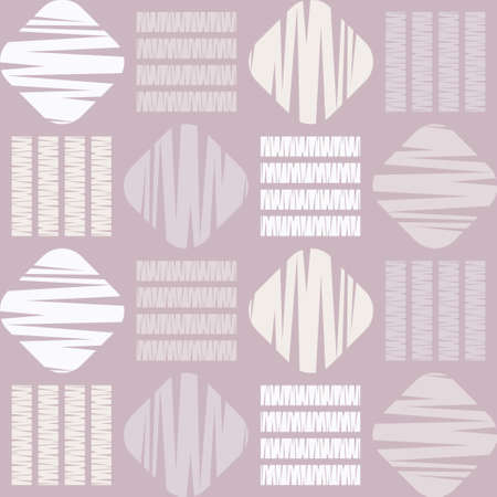 Mosaic with geometric shapes. Seamless pattern. Design with manual hatching. Textile. Ethnic boho ornament. Vector illustration for web design or print.のイラスト素材