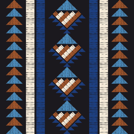 Mexican plaid. Seamless pattern. Design with manual hatching. Textile. Ethnic boho ornament. Vector illustration for web design or print.のイラスト素材