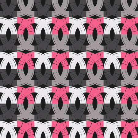 Mosaic with geometric shapes. Seamless pattern. Design with manual hatching. Textile. Ethnic boho...