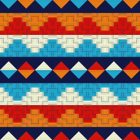Navajo mosaic rug with traditional folk geometric pattern. Native American Indian blanket. Aztec...
