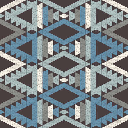 Shapes made of stripes. Mosaic with geometric shapes. Seamless pattern. Design with manual hatching....