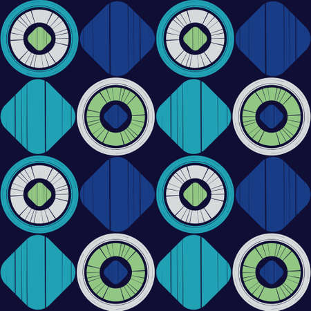 Shapes made of stripes. Mosaic with geometric shapes. Seamless pattern. Design with manual hatching. Textile. Ethnic boho ornament.のイラスト素材