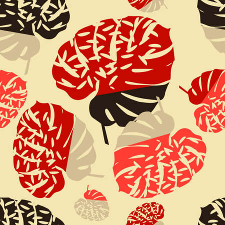 Seamless pattern with tropical palm leaves. Beautiful exotic plants. Trendy summer Hawaii print.のイラスト素材