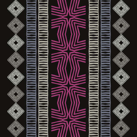 Mexican plaid. Navajo. Seamless pattern. Design with manual hatching. Textile. Ethnic boho ornament....