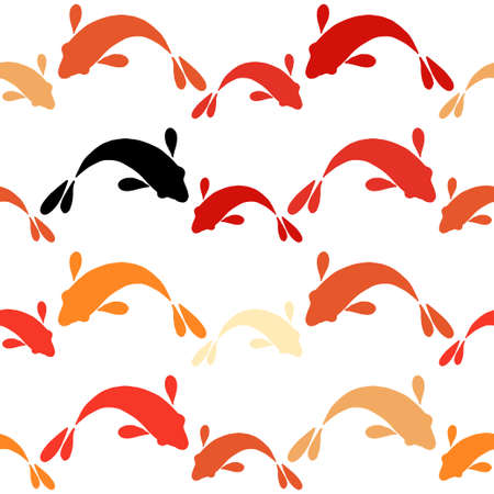 Chinese or Japanese seamless pattern Koi. Carp. Hand-drawn fish design. Textile. Vector illustration for web design or print.のイラスト素材